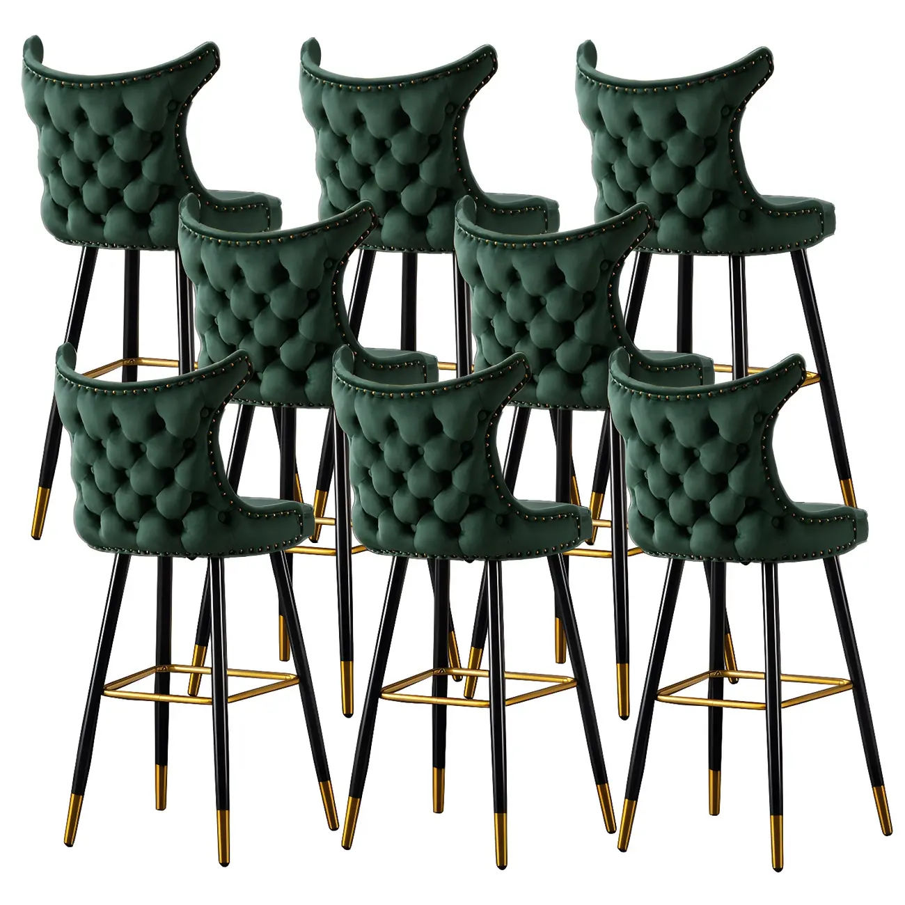 Velvet Upholstered Wingback Counter Height Bar Stools Image - 44 | homeyfad