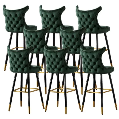 Velvet Upholstered Wingback Counter Height Bar Stools Image - 44