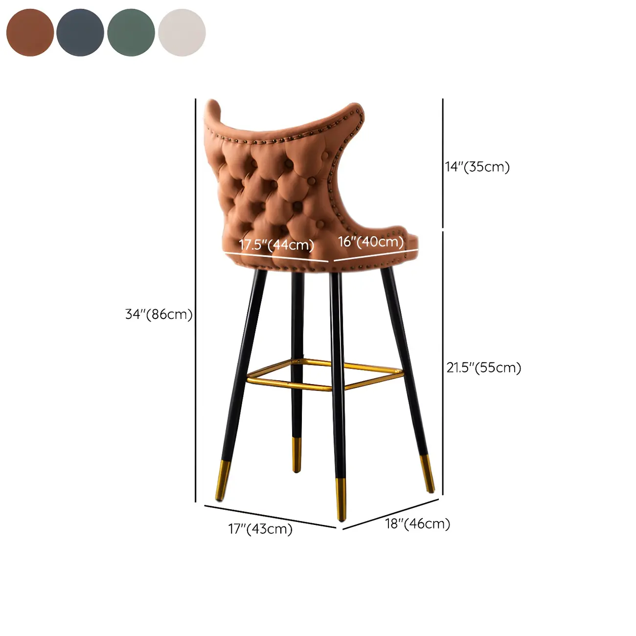Velvet Upholstered Wingback Counter Height Bar Stools #size | homeyfad