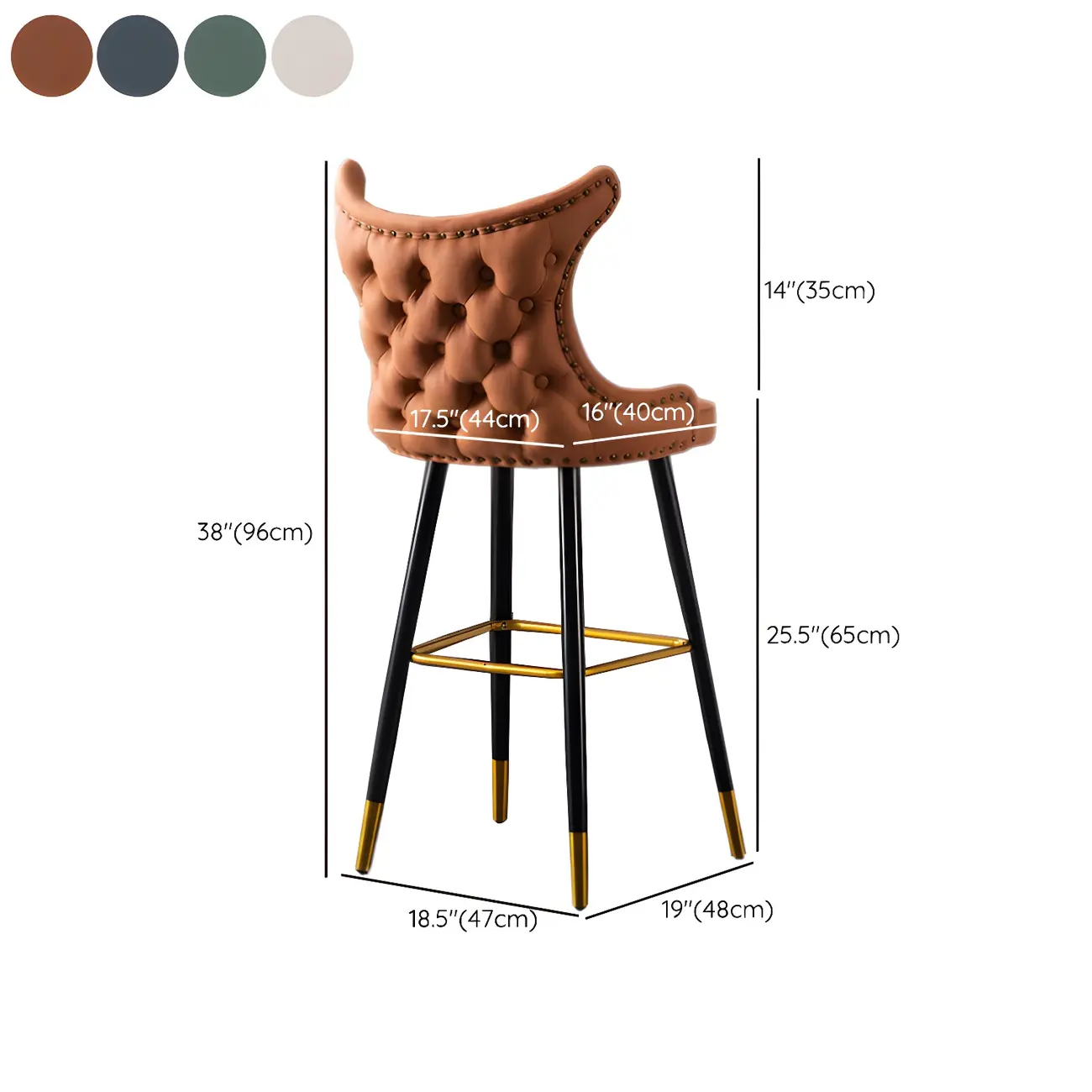 Velvet Upholstered Wingback Counter Height Bar Stools Image - 46 | homeyfad