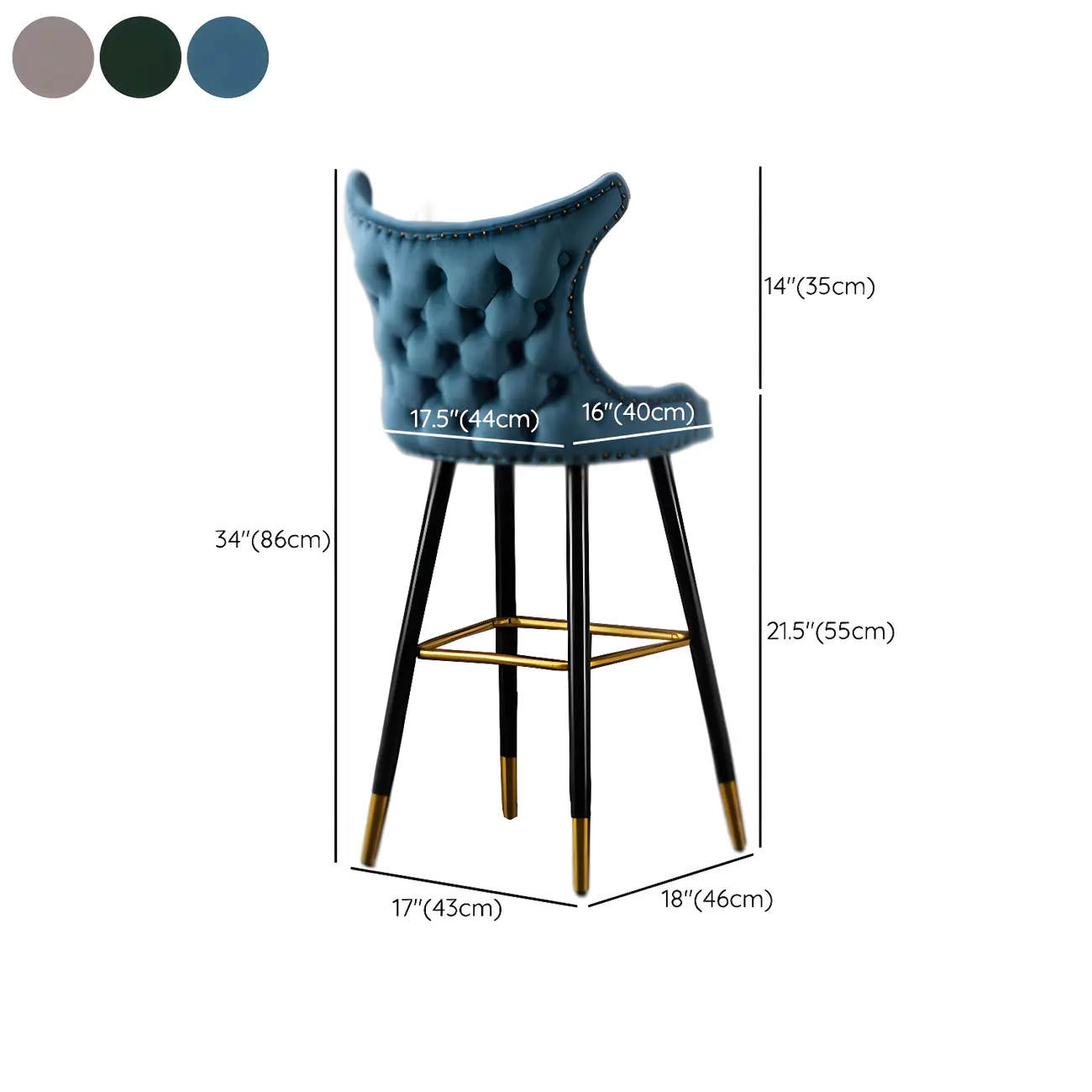 Velvet Upholstered Wingback Counter Height Bar Stools Image - 48 | homeyfad
