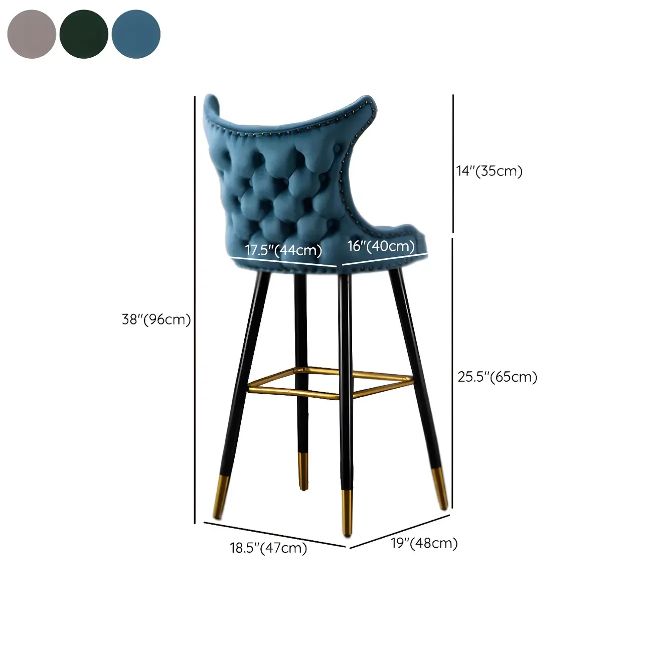 Velvet Upholstered Wingback Counter Height Bar Stools Image - 49