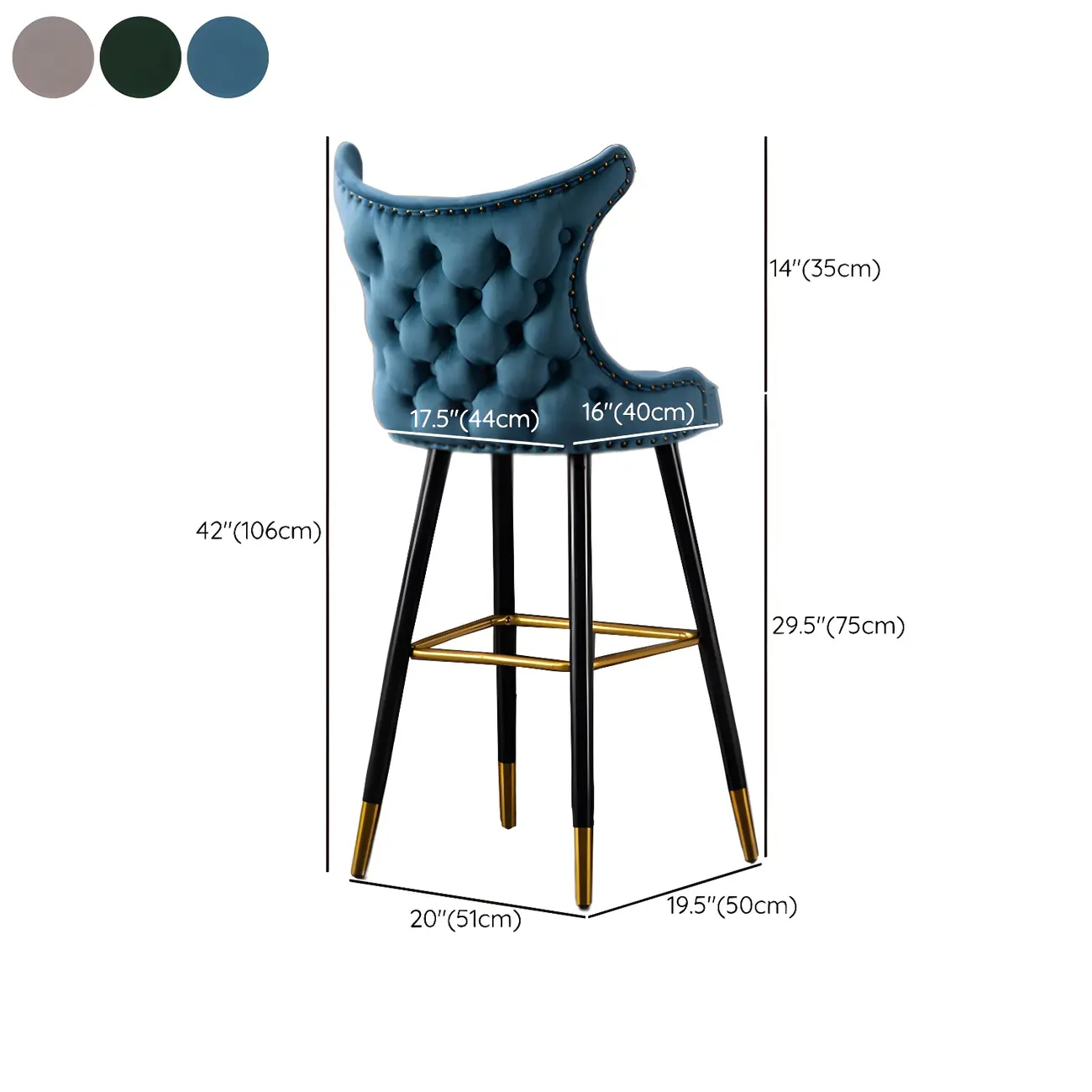 Velvet Upholstered Wingback Counter Height Bar Stools Image - 50 | homeyfad