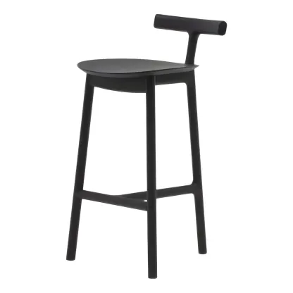 Natural Tripod Ash Wood Fabric Armless Bar Stool Image - 11