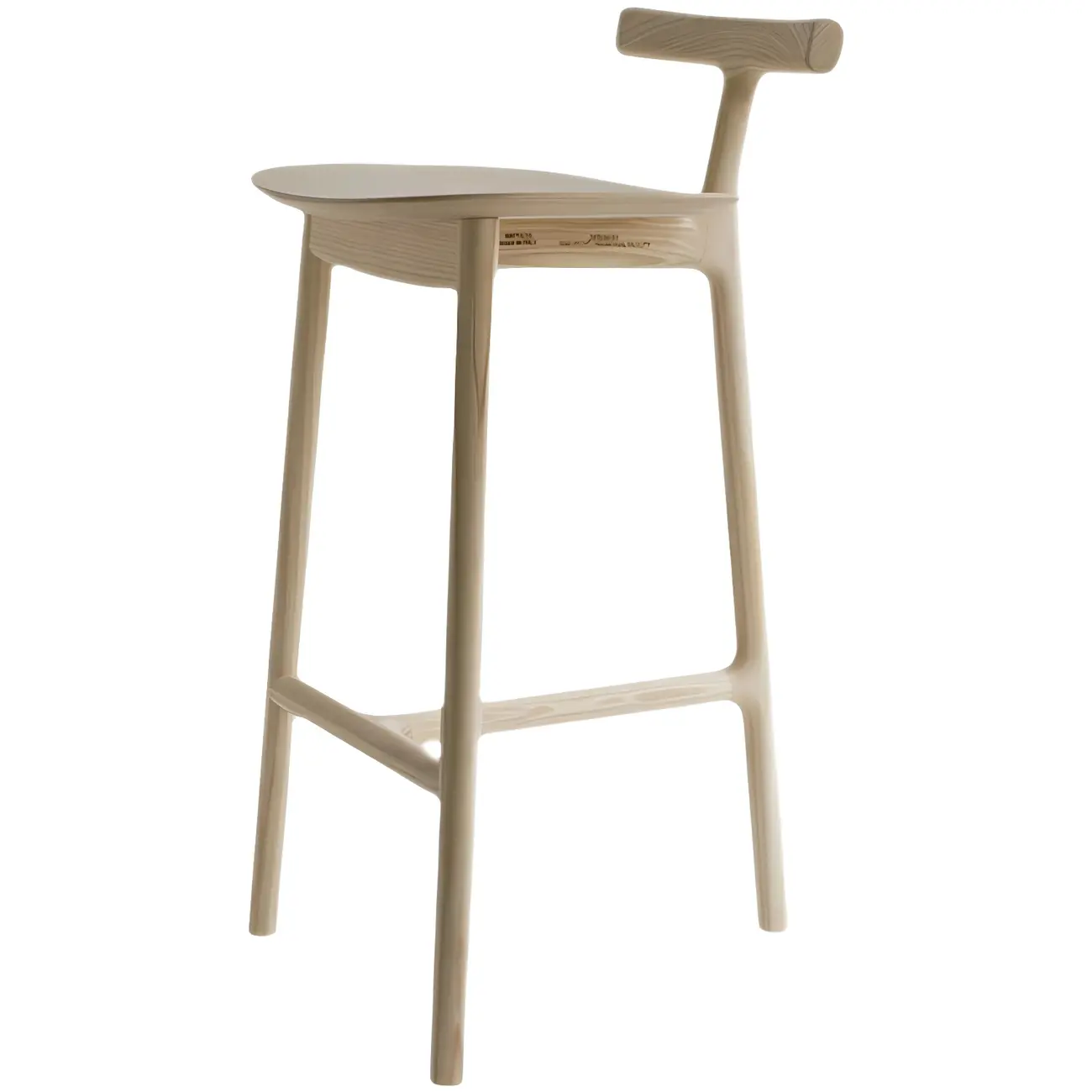 Natural Tripod Ash Wood Fabric Armless Bar Stool Image - 10 | homeyfad