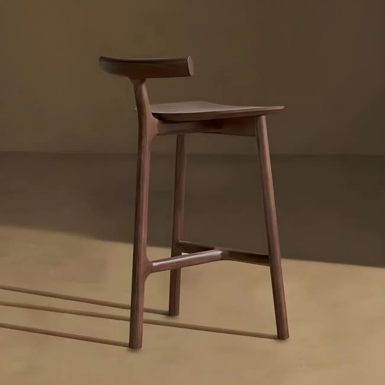 Natural Tripod Ash Wood Fabric Armless Bar Stool Image - 9 | homeyfad