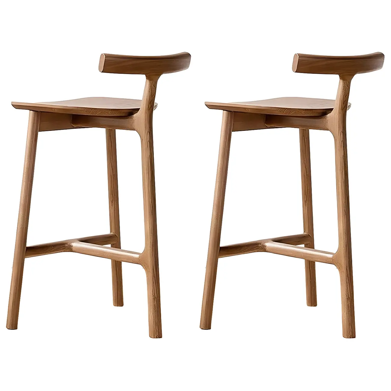 Natural Tripod Ash Wood Fabric Armless Bar Stool Image - 15 | homeyfad