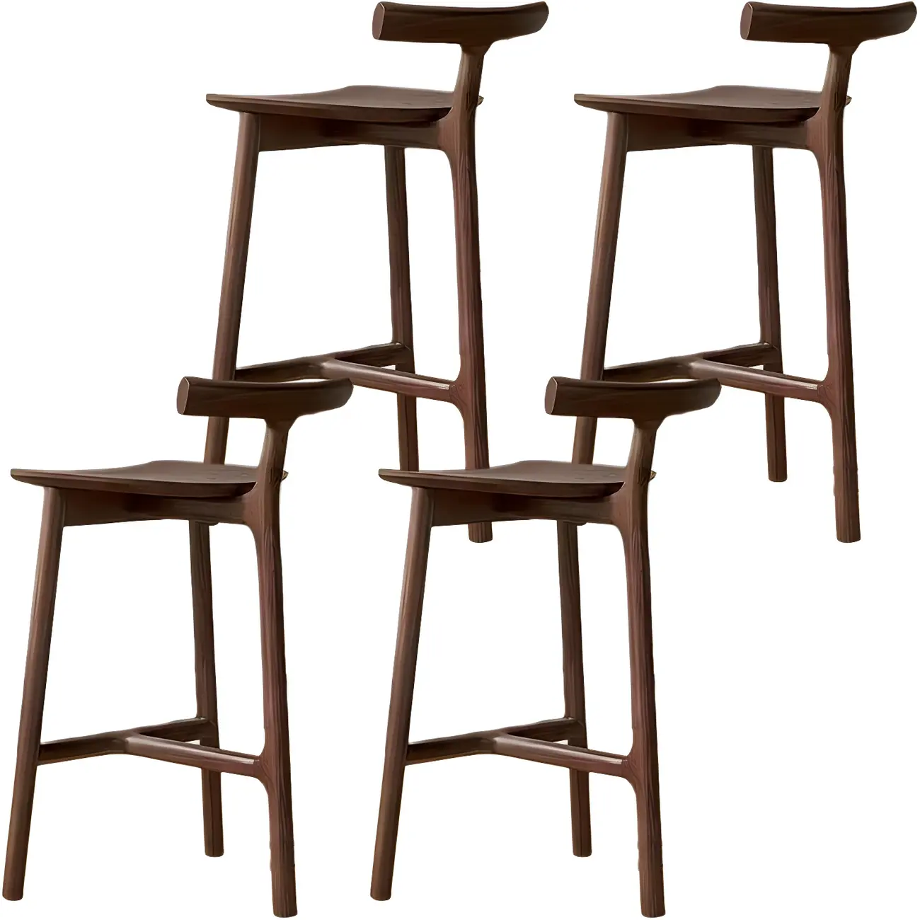 Natural Tripod Ash Wood Fabric Armless Bar Stool Image - 22 | homeyfad