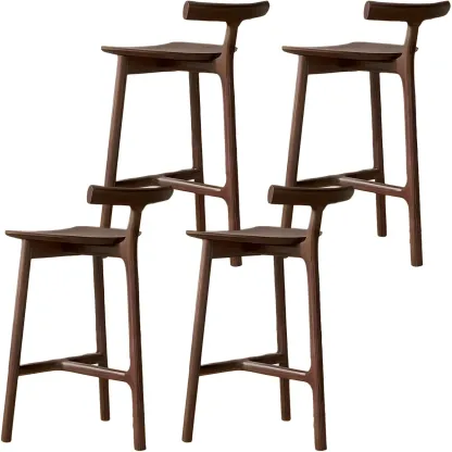 Natural Tripod Ash Wood Fabric Armless Bar Stool Image - 22