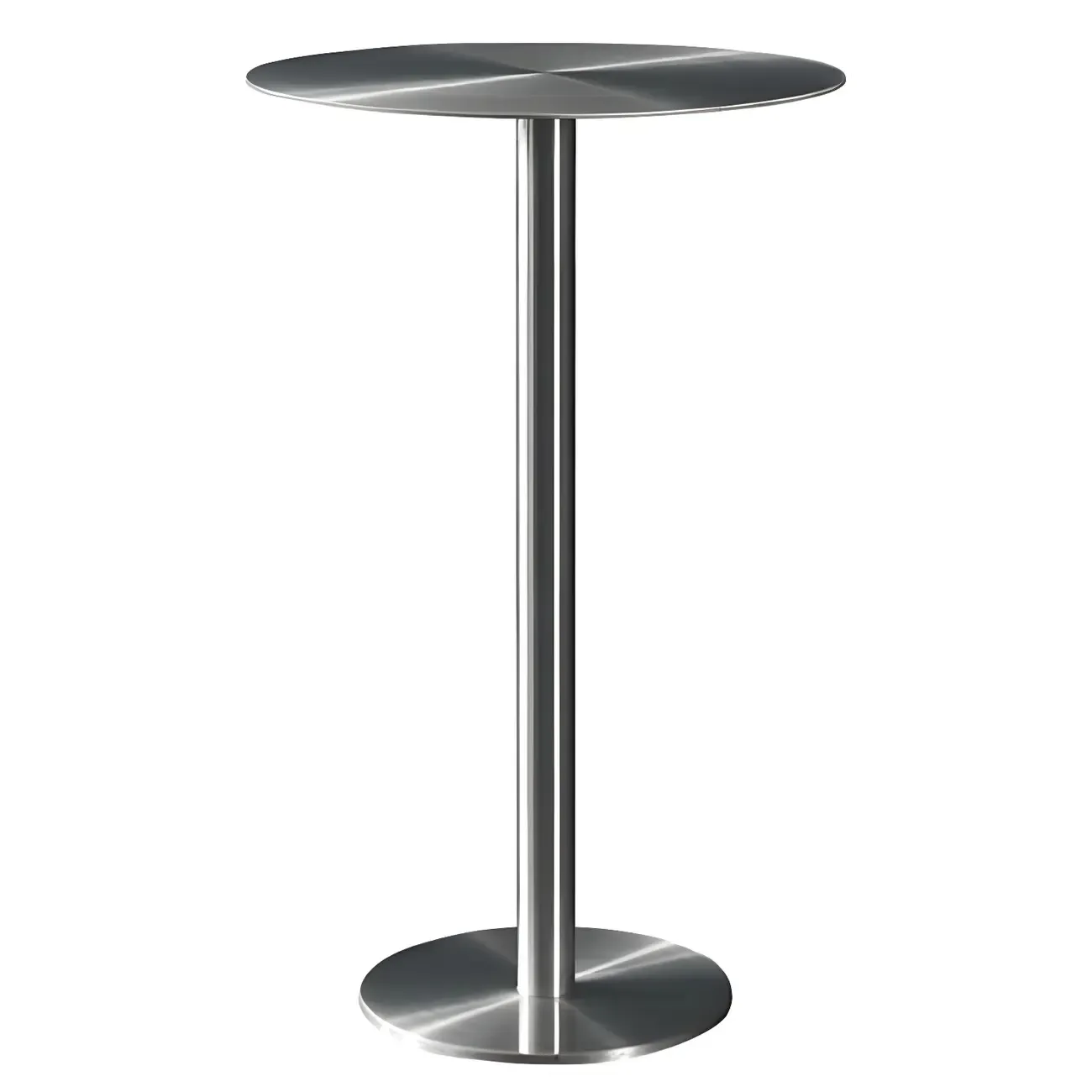 Industrial Silver Metal Pedestal Round Bar Tables Image - 5