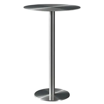 Industrial Silver Metal Pedestal Round Bar Tables Image - 5