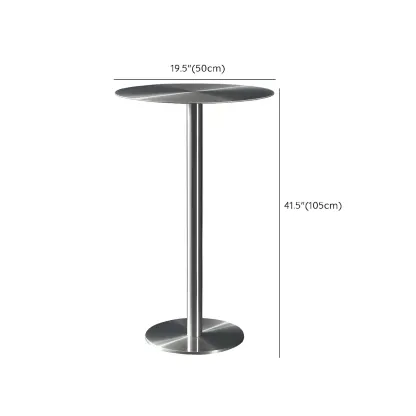 Industrial Silver Metal Pedestal Round Bar Tables #size