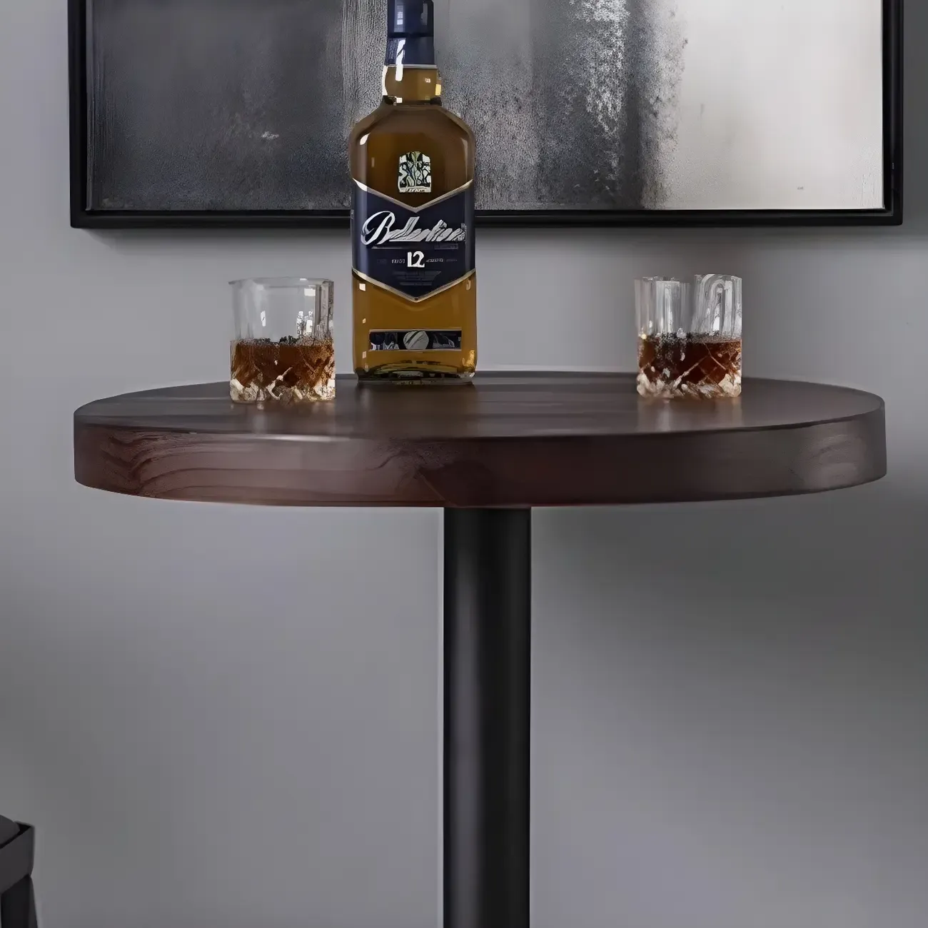 Industrial Brown Wooden Metal Pedestal Bar Tables Image - 6