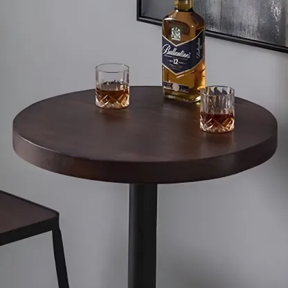 Industrial Brown Wooden Metal Pedestal Bar Tables Image - 8