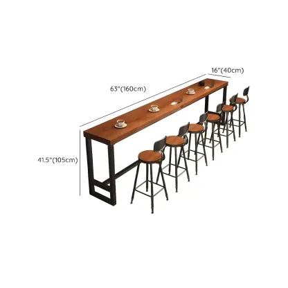 Industrial Brown Pine Wooden Metal Trestle Bar Tables Image - 17