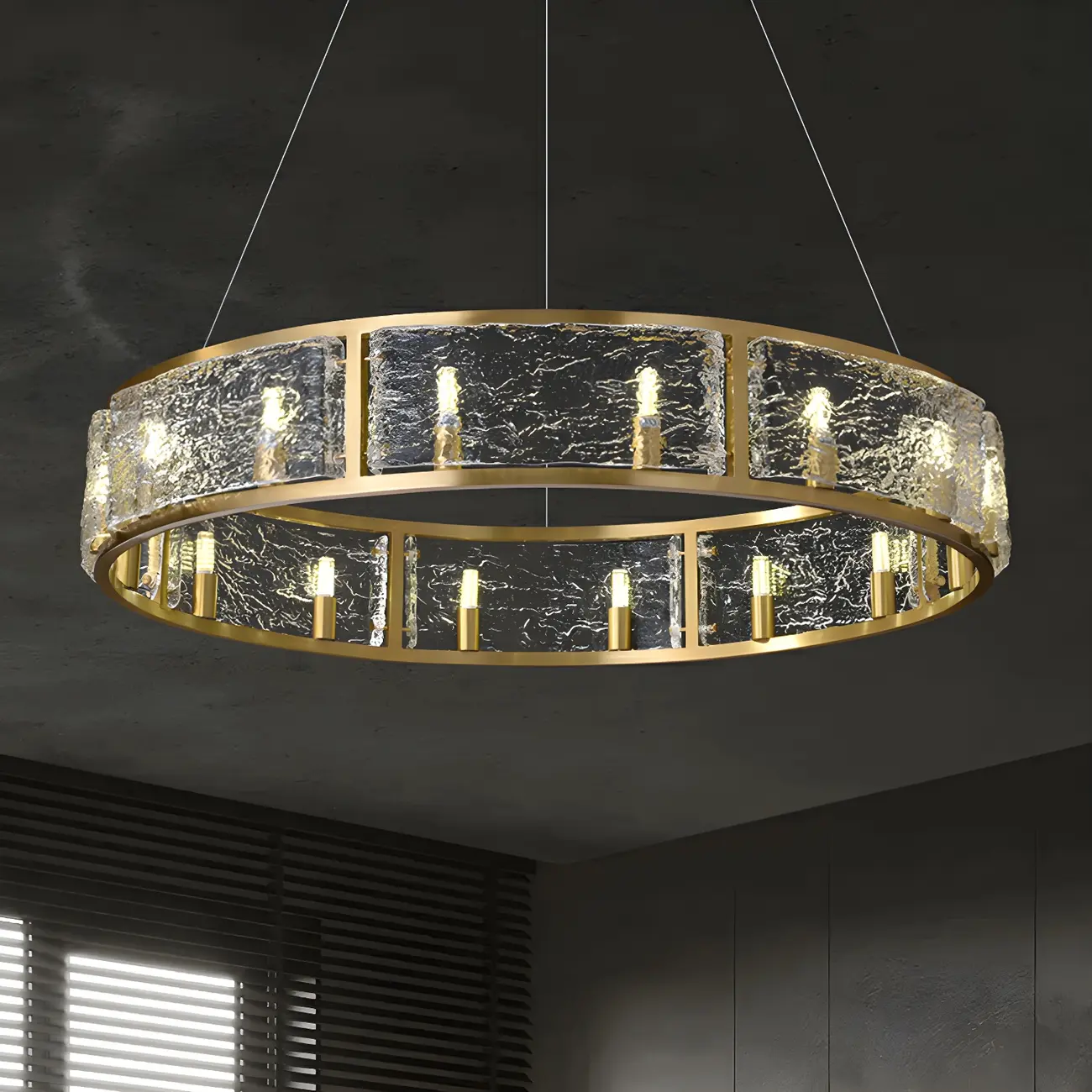 Modern Circular Glass LED Chandelier for Dining Room Image - 1 | homeyfad