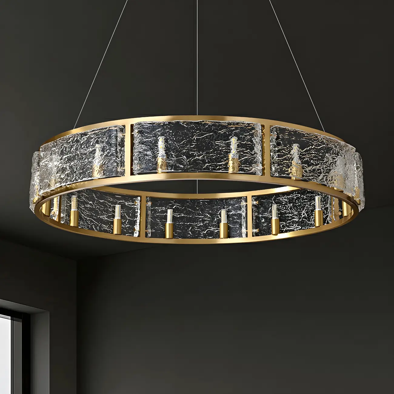 Modern Circular Glass LED Chandelier for Dining Room Image - 2 | homeyfad