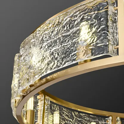 Modern Circular Glass LED Chandelier for Dining Room Image - 5