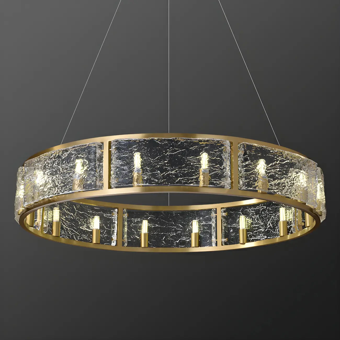 Modern Circular Glass LED Chandelier for Dining Room Image - 7 | homeyfad