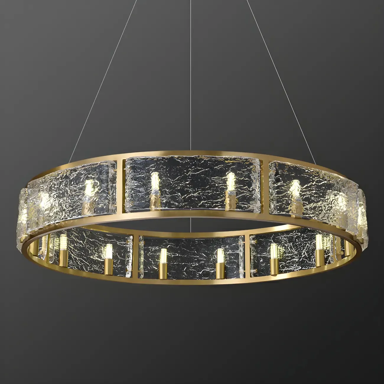 Modern Circular Glass LED Chandelier for Dining Room Image - 7