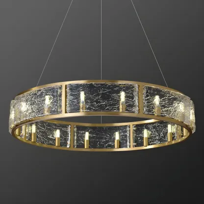 Modern Circular Glass LED Chandelier for Dining Room Image - 7