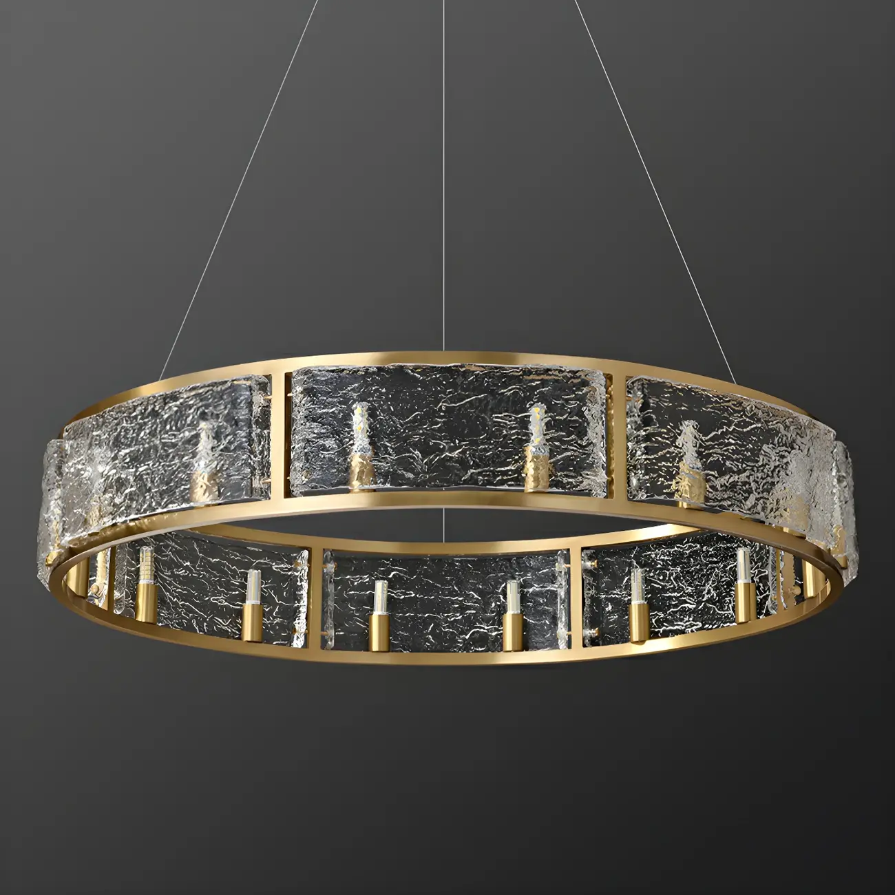 Modern Circular Glass LED Chandelier for Dining Room Image - 8 | homeyfad