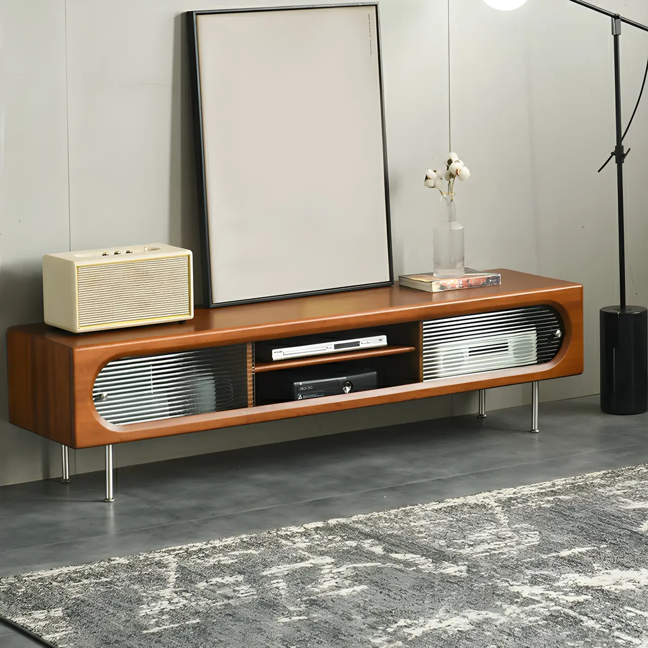 Contemporary Wood TV Stand Entertainment Center Image - 1 | homeyfad