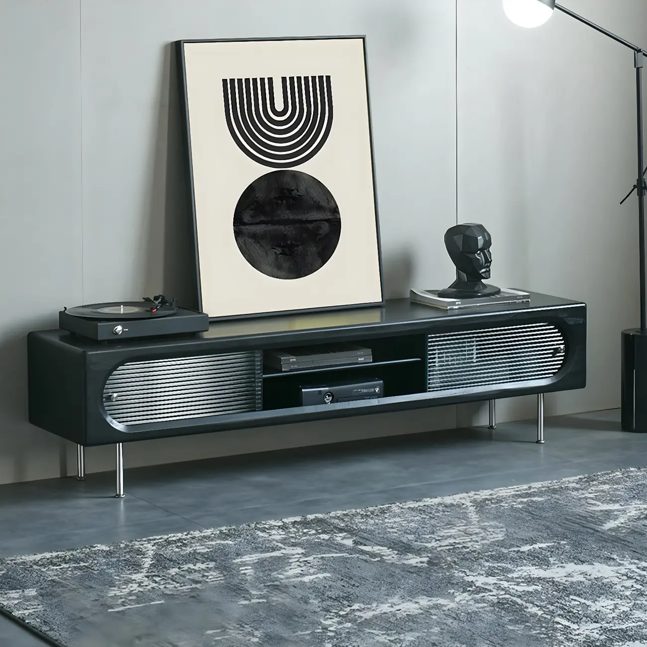 Contemporary Wood TV Stand Entertainment Center Image - 2 | homeyfad