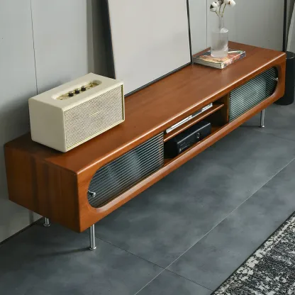 Contemporary Wood TV Stand Entertainment Center Image - 3