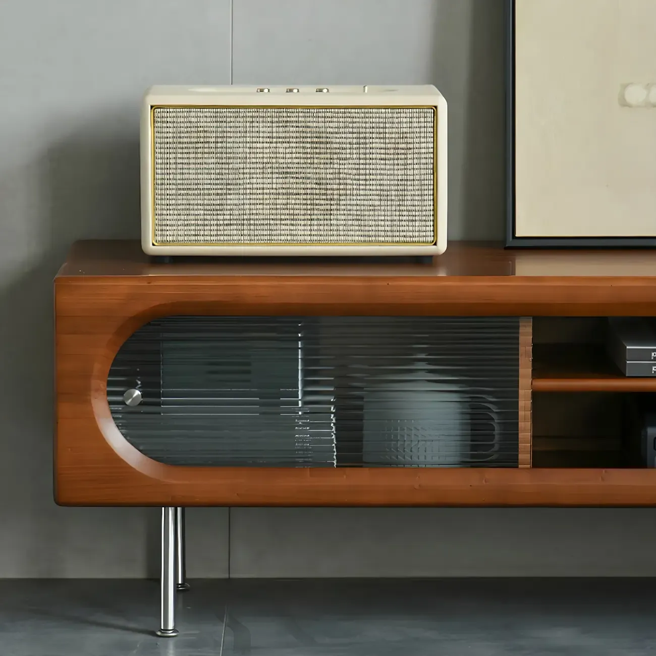 Contemporary Wood TV Stand Entertainment Center Image - 6