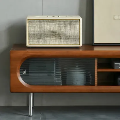 Contemporary Wood TV Stand Entertainment Center Image - 6