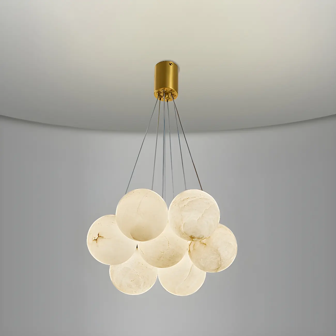White Globe Alabaster Cluster Modern Crystal Chandelier Image - 6 | homeyfad