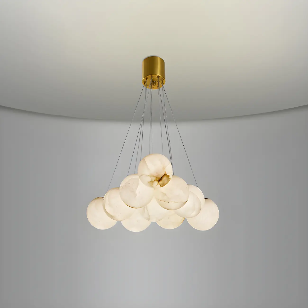 White Globe Alabaster Cluster Modern Crystal Chandelier Image - 8 | homeyfad