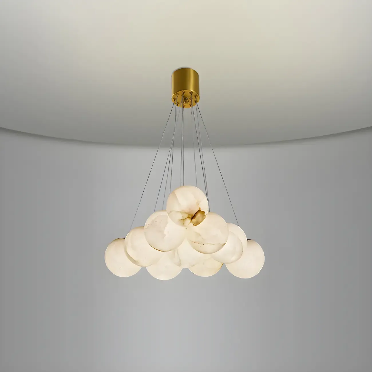 White Globe Alabaster Cluster Modern Crystal Chandelier Image - 8