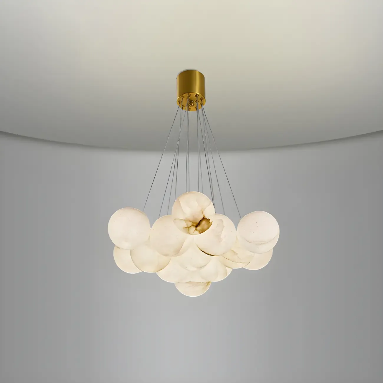 White Globe Alabaster Cluster Modern Crystal Chandelier Image - 12