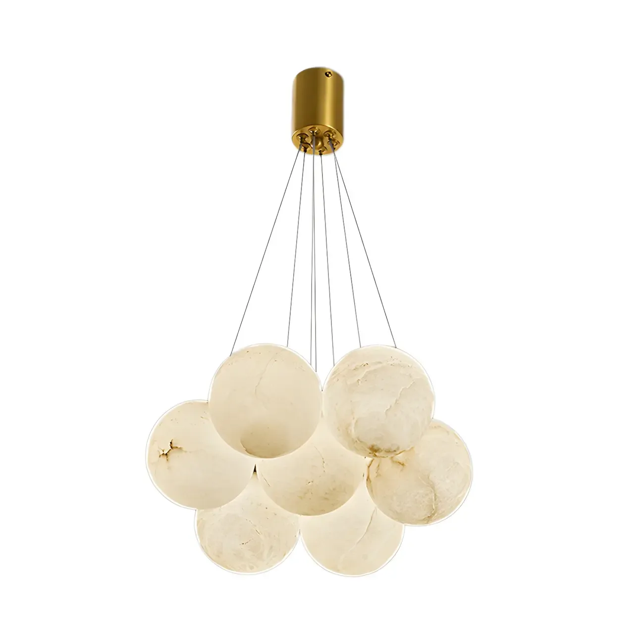 White Globe Alabaster Cluster Modern Crystal Chandelier Image - 14