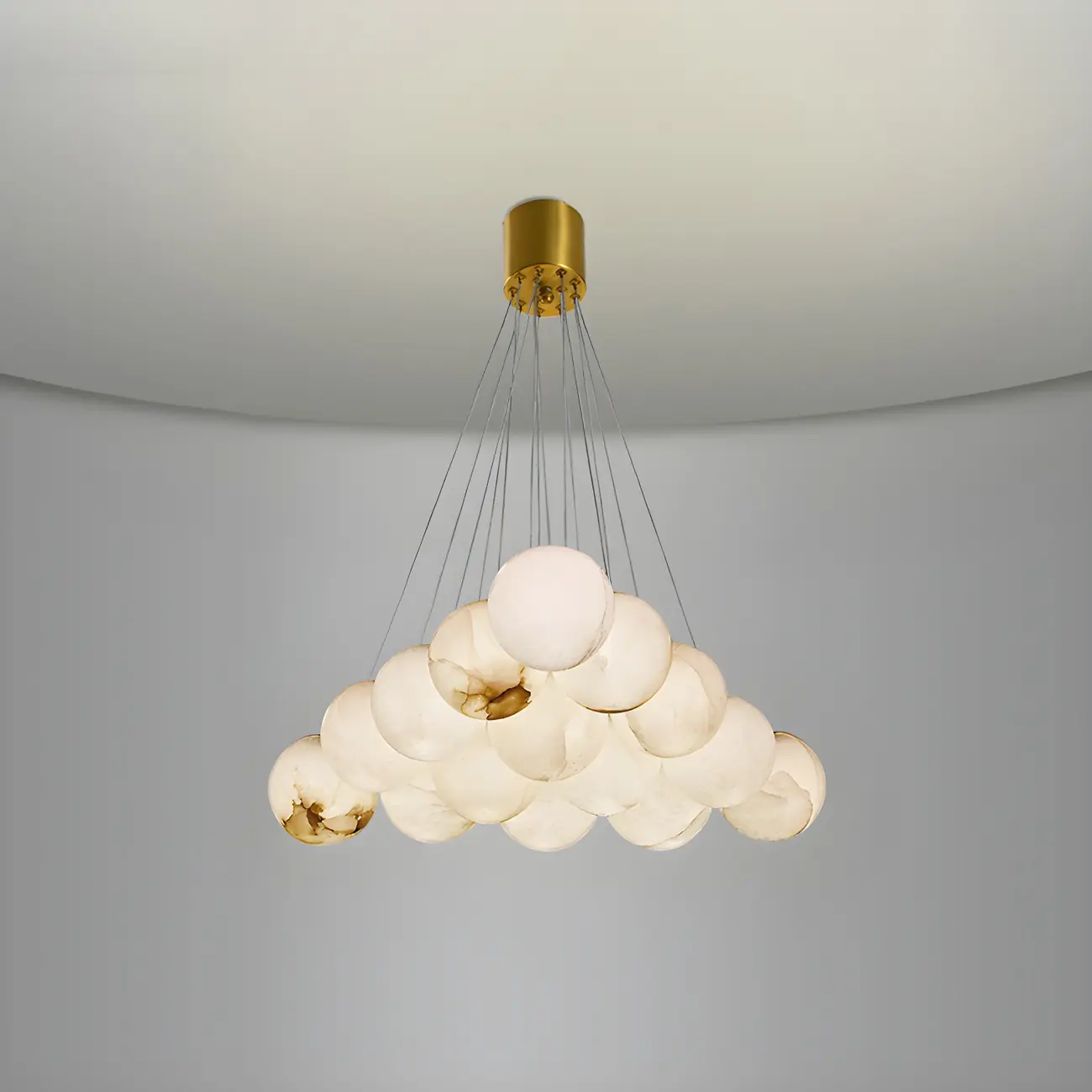 White Globe Alabaster Cluster Modern Crystal Chandelier Image - 15 | homeyfad