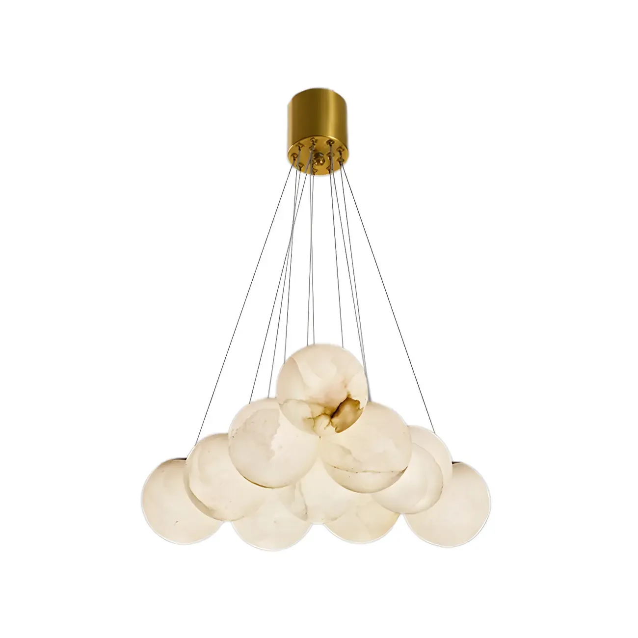 White Globe Alabaster Cluster Modern Crystal Chandelier Image - 16