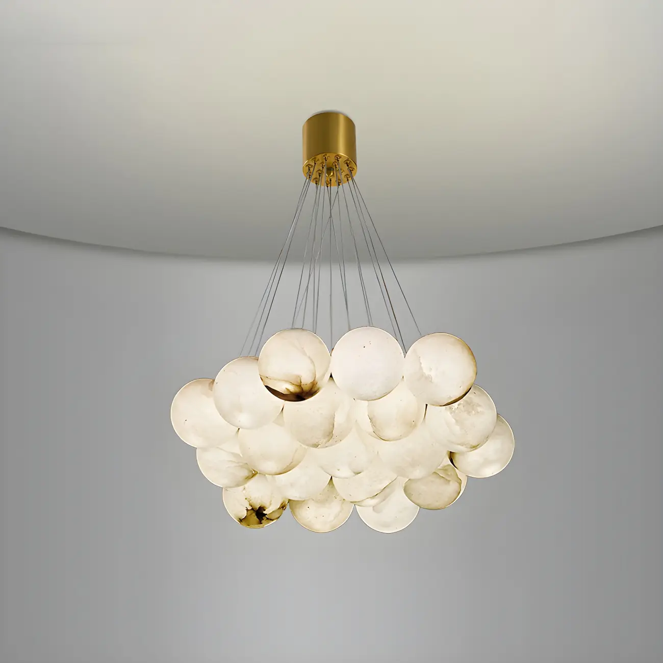 White Globe Alabaster Cluster Modern Crystal Chandelier Image - 19 | homeyfad