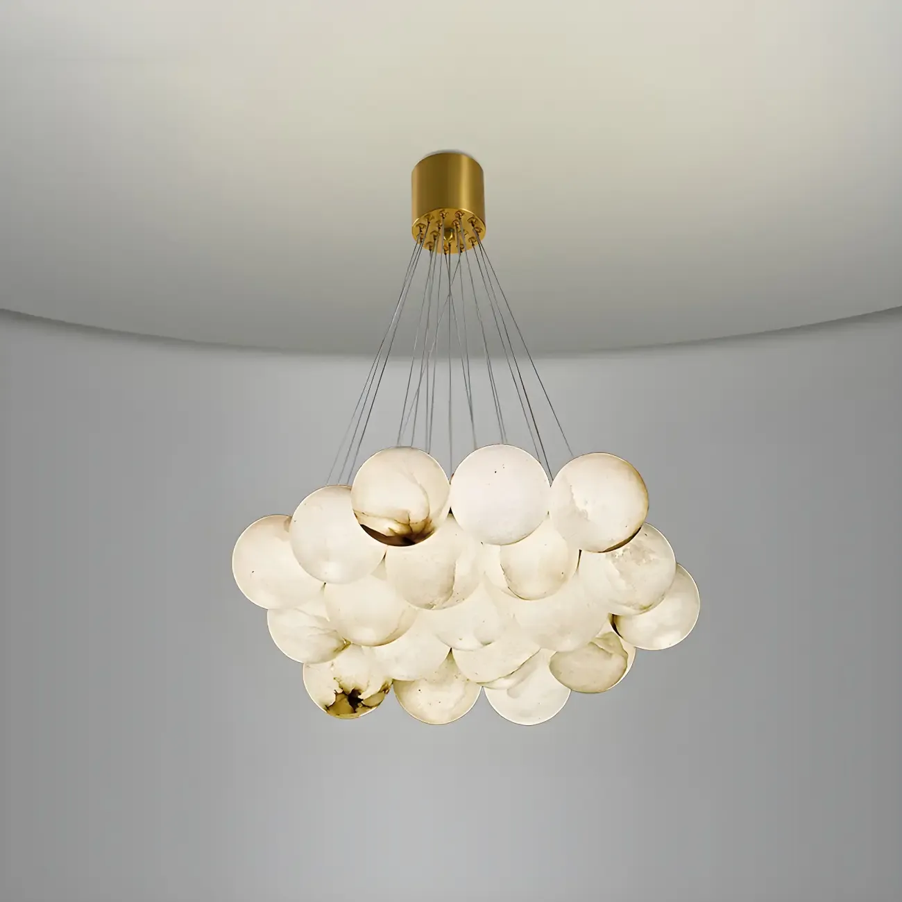 White Globe Alabaster Cluster Modern Crystal Chandelier Image - 19