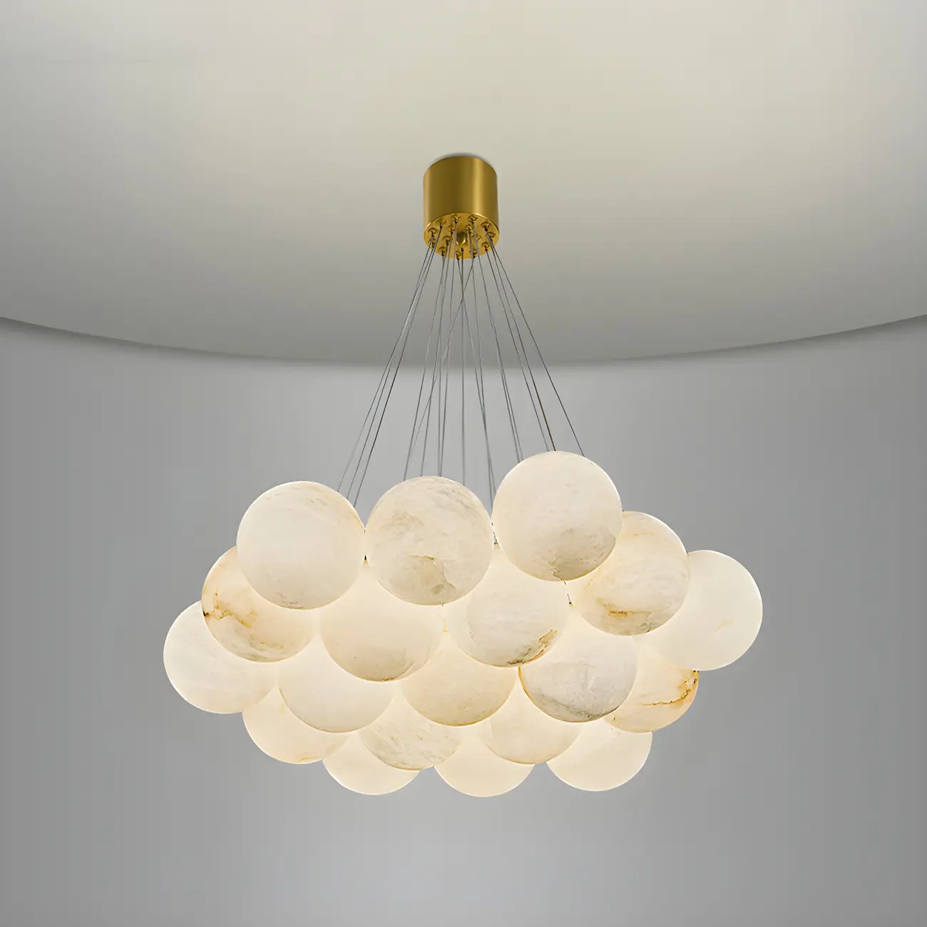 White Globe Alabaster Cluster Modern Crystal Chandelier Image - 21 | homeyfad