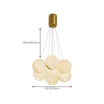 White Globe Alabaster Cluster Modern Crystal Chandelier Image - 29