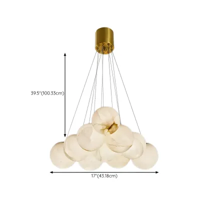 White Globe Alabaster Cluster Modern Crystal Chandelier Image - 32