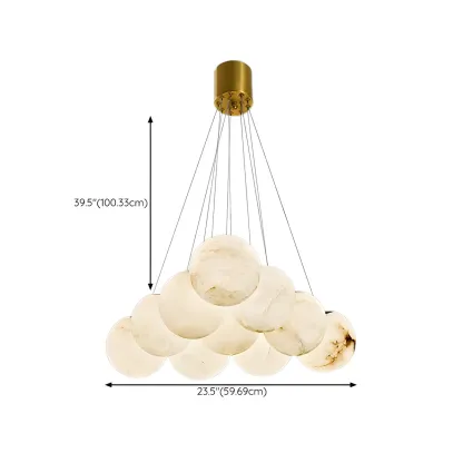 White Globe Alabaster Cluster Modern Crystal Chandelier Image - 34