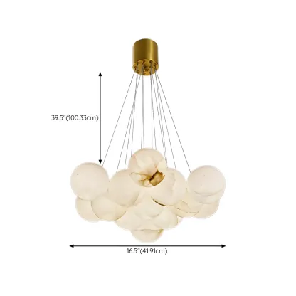 White Globe Alabaster Cluster Modern Crystal Chandelier Image - 35