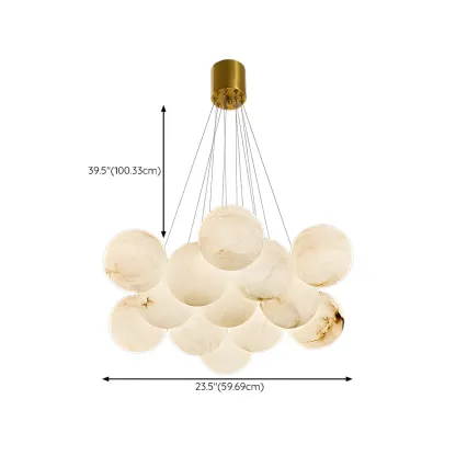 White Globe Alabaster Cluster Modern Crystal Chandelier Image - 37