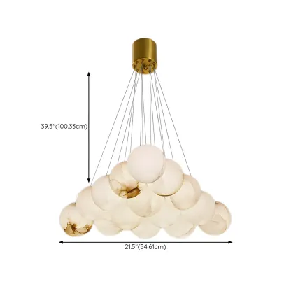White Globe Alabaster Cluster Modern Crystal Chandelier Image - 38