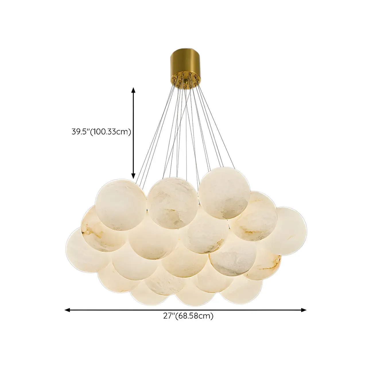 White Globe Alabaster Cluster Modern Crystal Chandelier Image - 42