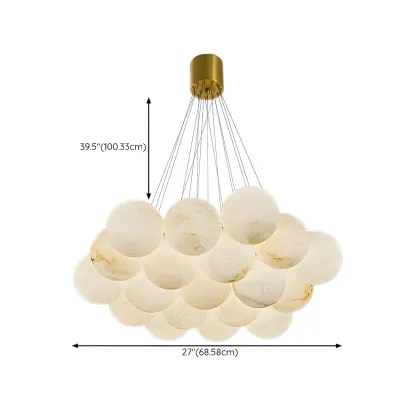 White Globe Alabaster Cluster Modern Crystal Chandelier Image - 42