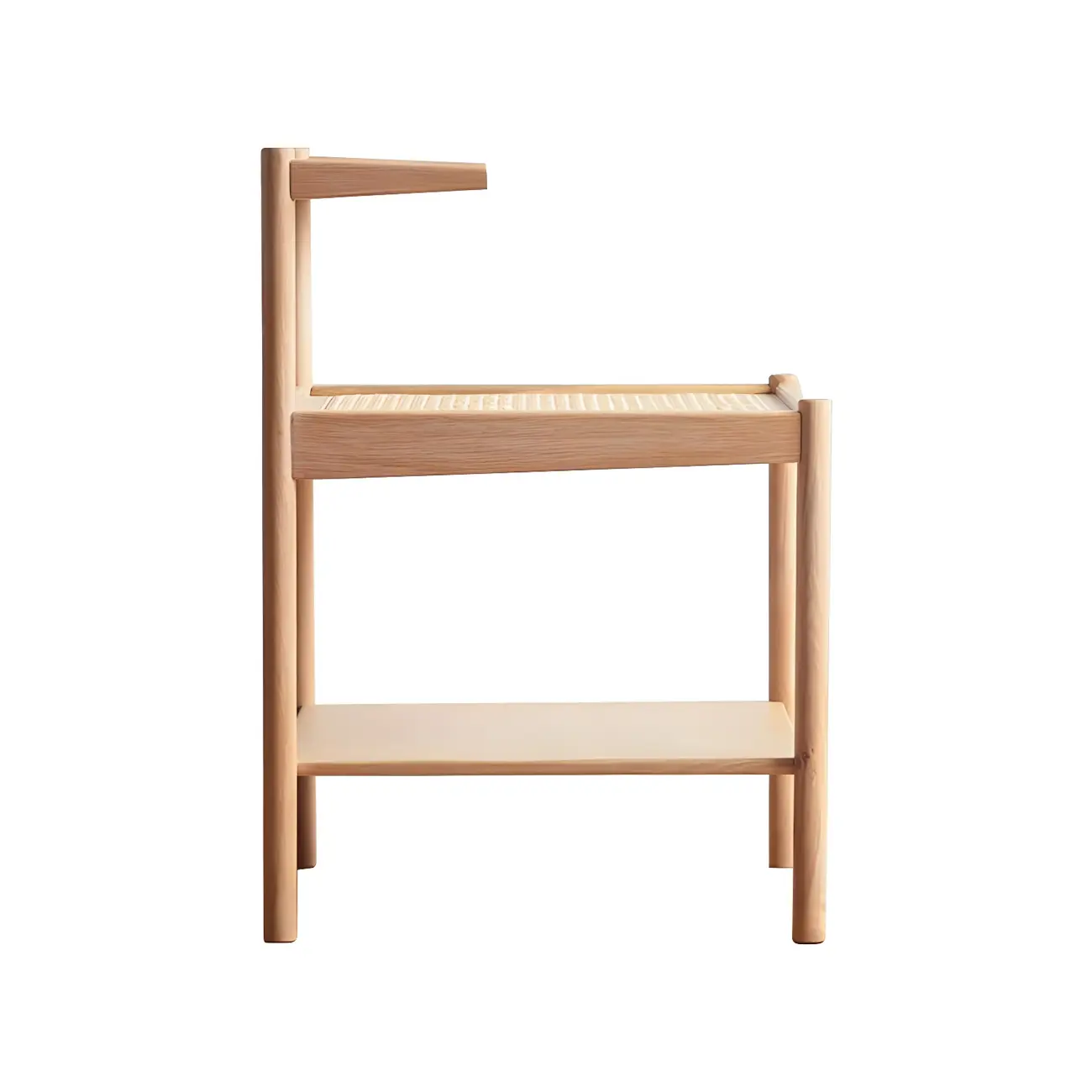 Natural 2-Tier Wood Rattan Shelf Open Storage Nightstand Image - 6 | homeyfad